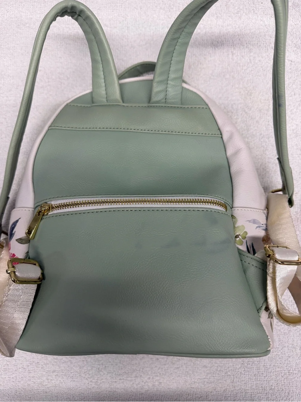 Floral White & Sage Mini Backpack by